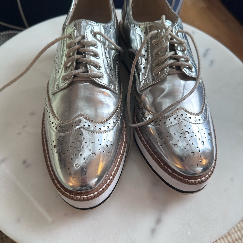 Shellys London Silver Brogue Platform Sneakers - image 4